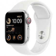 Apple Watch SE 2 GPS + Cellular 40mm Silver Aluminum Case with White Sport Band (MNPP3)