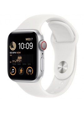 Apple Watch SE 2 GPS + Cellular 40mm Silver Aluminum Case with White Sport Band (MNPP3)