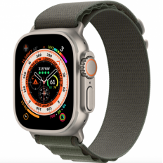 Apple Watch Ultra GPS + Cellular 49mm Titanium Case with Green Alpine Loop - Small (MNHC3/MNHJ3)