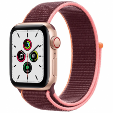 Apple Watch SE GPS + Cellular 44mm Gold Aluminum Case with Plum Sport Loop (MYEQ2+MYA92)