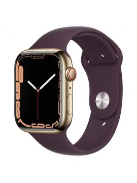 Apple Watch Series 7 GPS + Cellular 45mm Gold S. Steel Case w. Dark Cherry Sport Band (MKJF3)