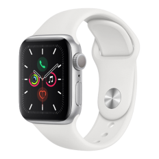 Apple Watch Series 5 GPS + LTE 40mm Silver Case w. White Sport Band (MWWN2)