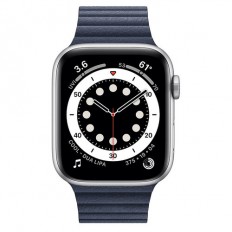 Apple Watch Series 6 GPS 44mm Silver Aluminum Case w. Deep Navy Sport L. (M02D3)