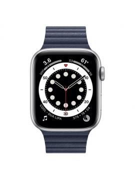 Apple Watch Series 6 GPS 44mm Silver Aluminum Case w. Deep Navy Sport L. (M02D3)