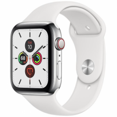 Apple Watch Series 5 GPS LTE 40mm Stainless Steel w. White Sport B. (MWX42)