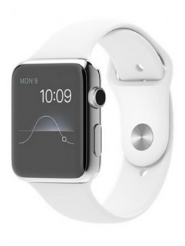 Apple Watch 42mm Stainless Steel Case with White Sport Band (MJ3V2)