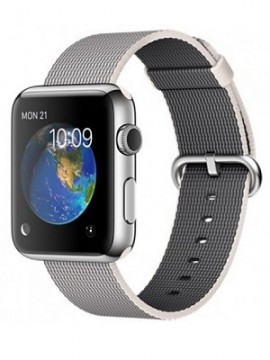 Apple Watch 42mm Stainless Steel Case with Pearl Woven Nylon (MMG02)