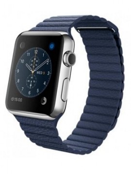 Apple Watch 42mm Stainless Steel Case with Midnight Blue Leather Loop (MLFD2)