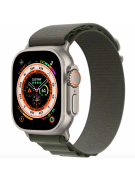 Apple Watch Ultra GPS + Cellular 49mm Titanium Case with Green Alpine Loop - Large (MQEX3/MQFP3)