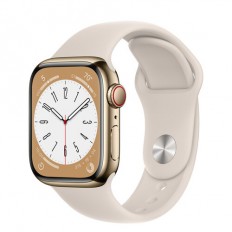 Apple Watch Series 8 GPS + Cellular 45mm Gold S. Steel Case w. Starlight S. Band (MNKM3)