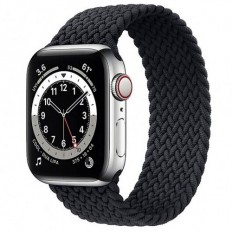 Apple Watch Series 6 LTE 40mm Silver Stainless Steel Case w. Charcoal Braided Solo Loop (M0DC3+M0DV3)