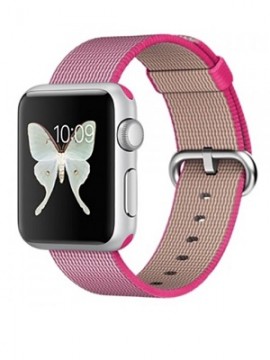 Apple Watch Sport 38mm Silver Aluminum Case with Pink Woven Nylon (MMF32)