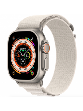 Apple Watch Ultra GPS + Cellular 49mm Titanium Case with Starlight Alpine Loop - Small (MQEY3/MQFQ3)
