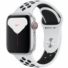 Apple Watch Series 5 GPS + LTE 40mm Silver Aluminium w. Pure Platinum/Black Nike Sport Band (MX372)