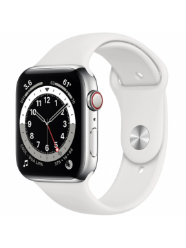 Apple Watch Series 6 GPS + Cellular 40mm Silver Stainless Steel Case w. White Sport B. (M02U3)