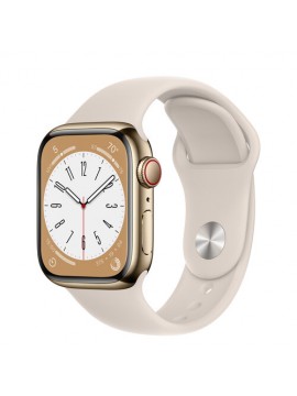 Apple Watch Series 8 GPS + Cellular 41mm Gold S. Steel Case w. Starlight S. Band (MNJC3)