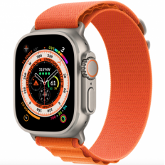 Apple Watch Ultra GPS + Cellular 49mm Titanium Case with Orange Alpine Loop - Medium (MQEU3/MQFL3)