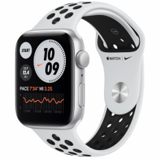 Apple Watch Nike SE GPS 44mm Silver Aluminum Case w. Pure Platinum/Black Nike Sport B. (MYYH2)