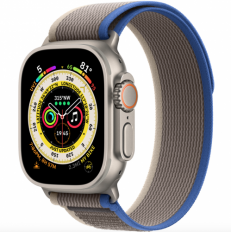 Apple Watch Ultra GPS + Cellular 49mm Titanium Case with Blue/Gray Trail Loop - S/M (MNHE3/MNHL3)