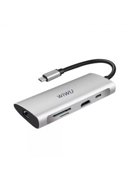 WiWU Alpha 831HRT  3*USB HDMI 4K RJ45 Type C SD micro SD Led (Gray)