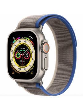 Apple Watch Ultra GPS + Cellular 49mm Titanium Case with Blue/Gray Trail Loop - M/L (MQF33/MQEJ3)