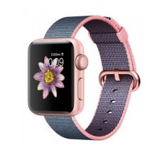Apple Watch Series 2 38mm Rose Gold Aluminum Case with Light Pink/Midnight Blue Woven Nylon Band (MNP02)