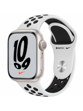 Apple Watch Nike Series 7 GPS 41mm Starlight Aluminum Case w. Pure Platinum/Black Nike Sport Band (MKN33)