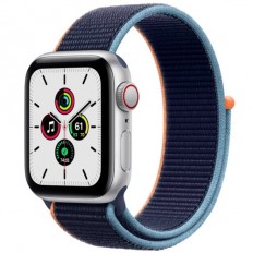 Apple Watch SE GPS + Cellular 40mm Silver Aluminum Case with Deep Navy Sport L. (MYE92)