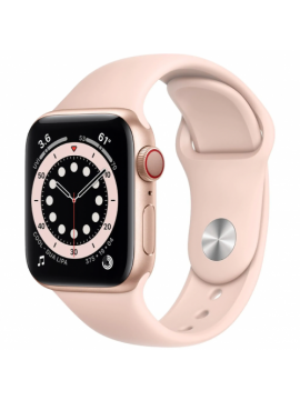 Apple Watch Series 6 GPS + Cellular 44mm Gold Aluminum Case with Pink Sand Sport Band (M07G3)