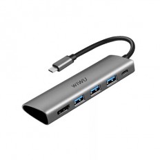 WiWU Alpha A531H Type-C hub HDMI 4K Type C USB3.0 LED (Gray)