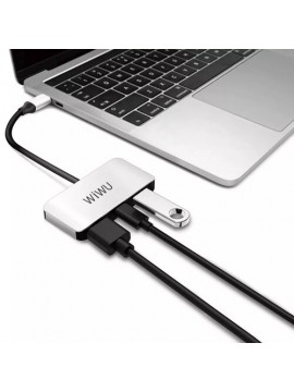 WiWU Alpha C2H Type-C hub HDMI 4K Type C USB3.0  (Gray)