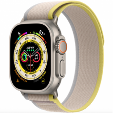 Apple Watch Ultra GPS + Cellular 49mm Titanium Case with Yellow/Beige Trail Loop - M/L (MQF23/MQFU3)